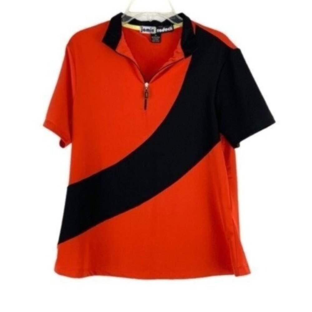 Jamie Sadock Orange Black ¼ Zip Polo Shirt